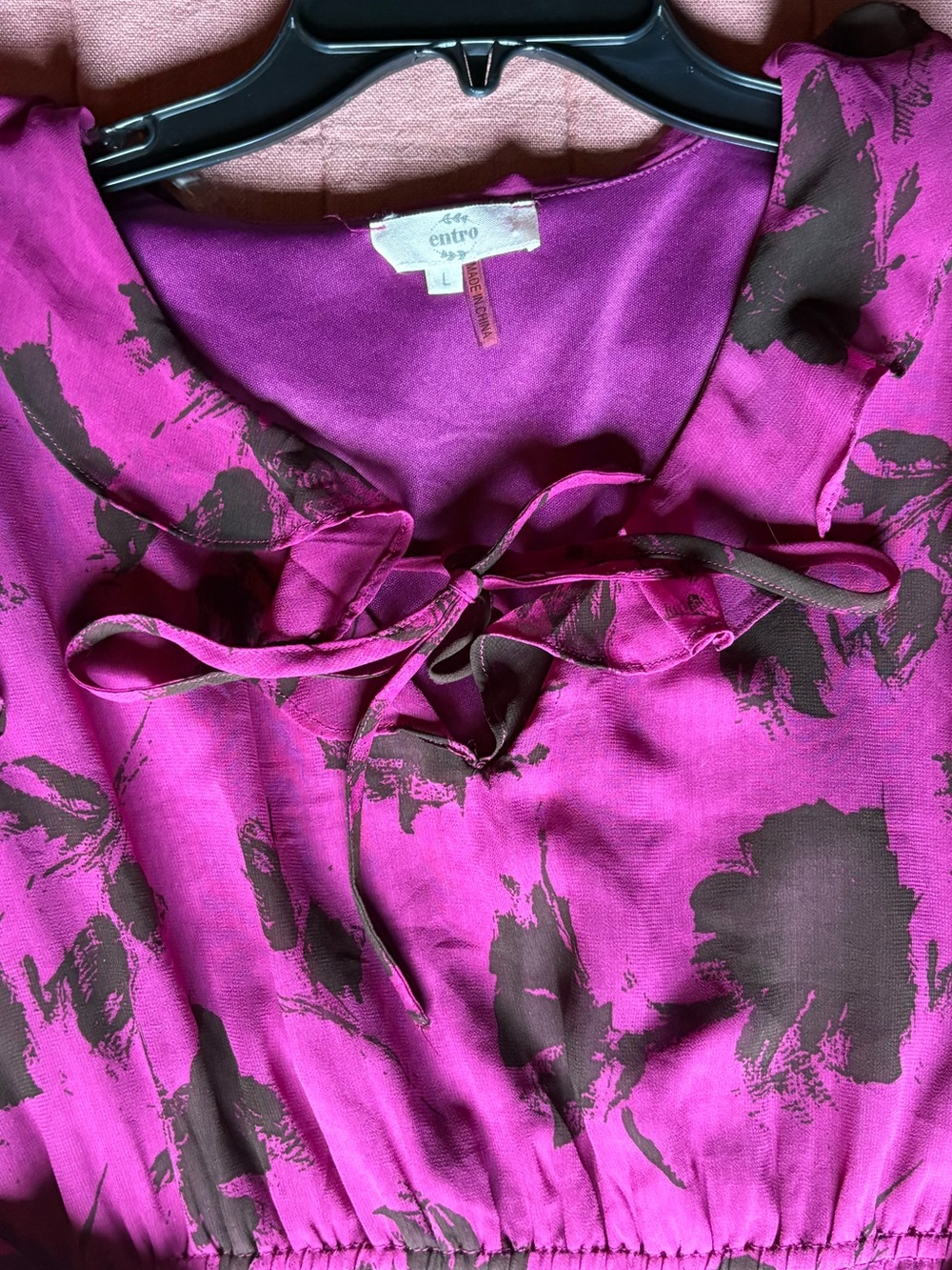 entro Magenta Floral Mini Dress- Size Large - Picture 6 of 9